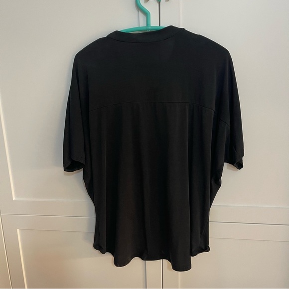 Slate Grey JOLIE V neck draped sueded blouse - Picture 3 of 7